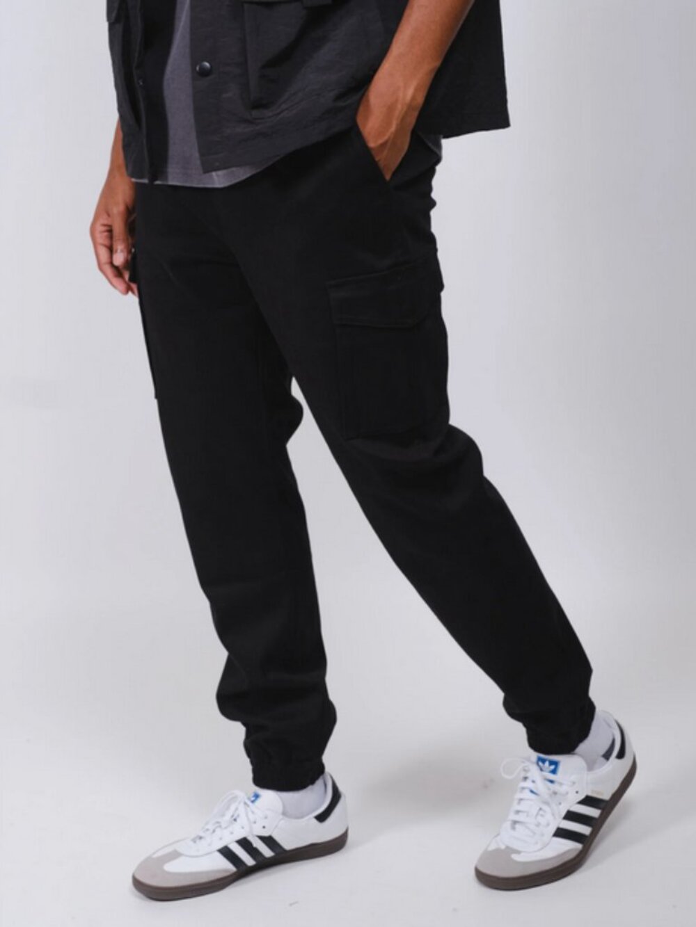 Brooklyn Cloth Men's Black Cargo Joggers Twill Cotton Size M